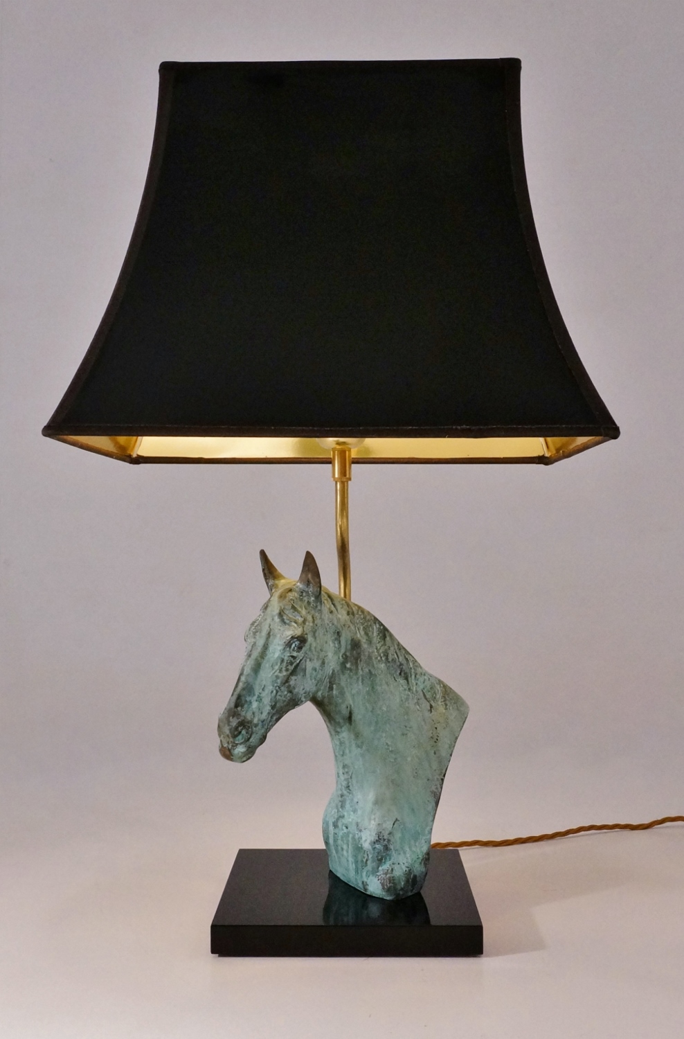 Vintage horse lamp brass by Lustrerie Massive 1970 s Belgian